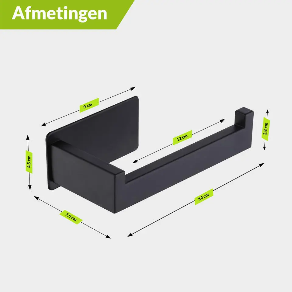 XIVADA Toiletset Zwart - Wc borstel - Wc rolhouder - Handdoekhaakjes