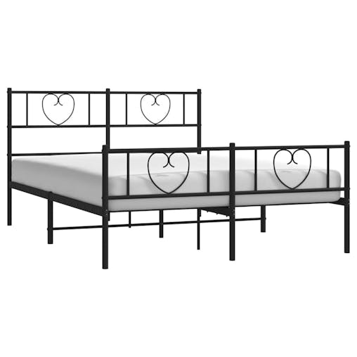 NNEVL Metal Bed Frame with Headboard and Footboard Black 150x200 cm