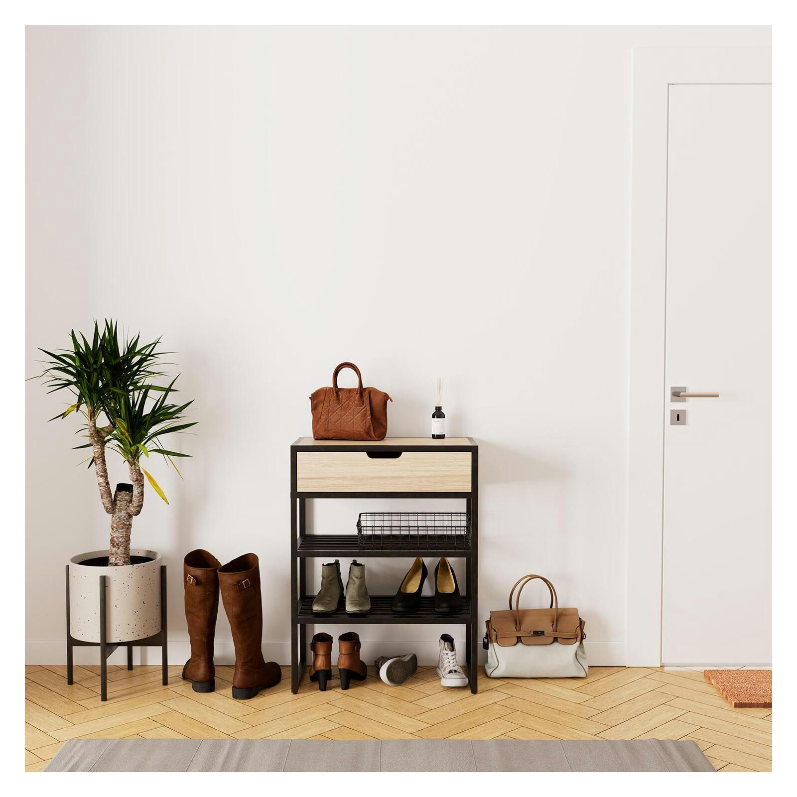 WILKO - Console d'entrée métal et bois L60 x H80