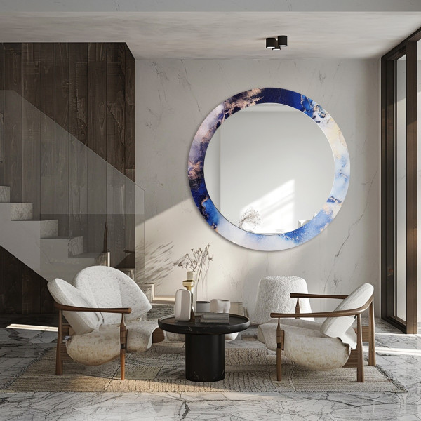 Okrągłe lustro na niebieskim marmurze - MARBLE IRIS