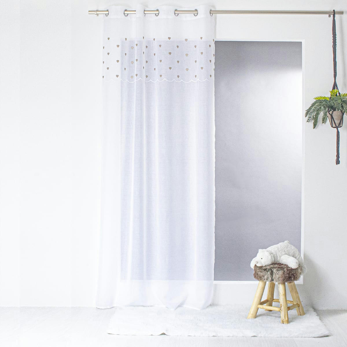 DELICATESSEN - Voilage sablé avec top cœurs polyester beige 240x140cm