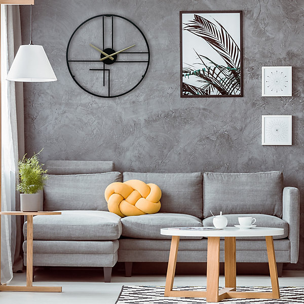 Horloge Murale Moderne Noir Jaune Métal Design Minimal pour Maison Bureau