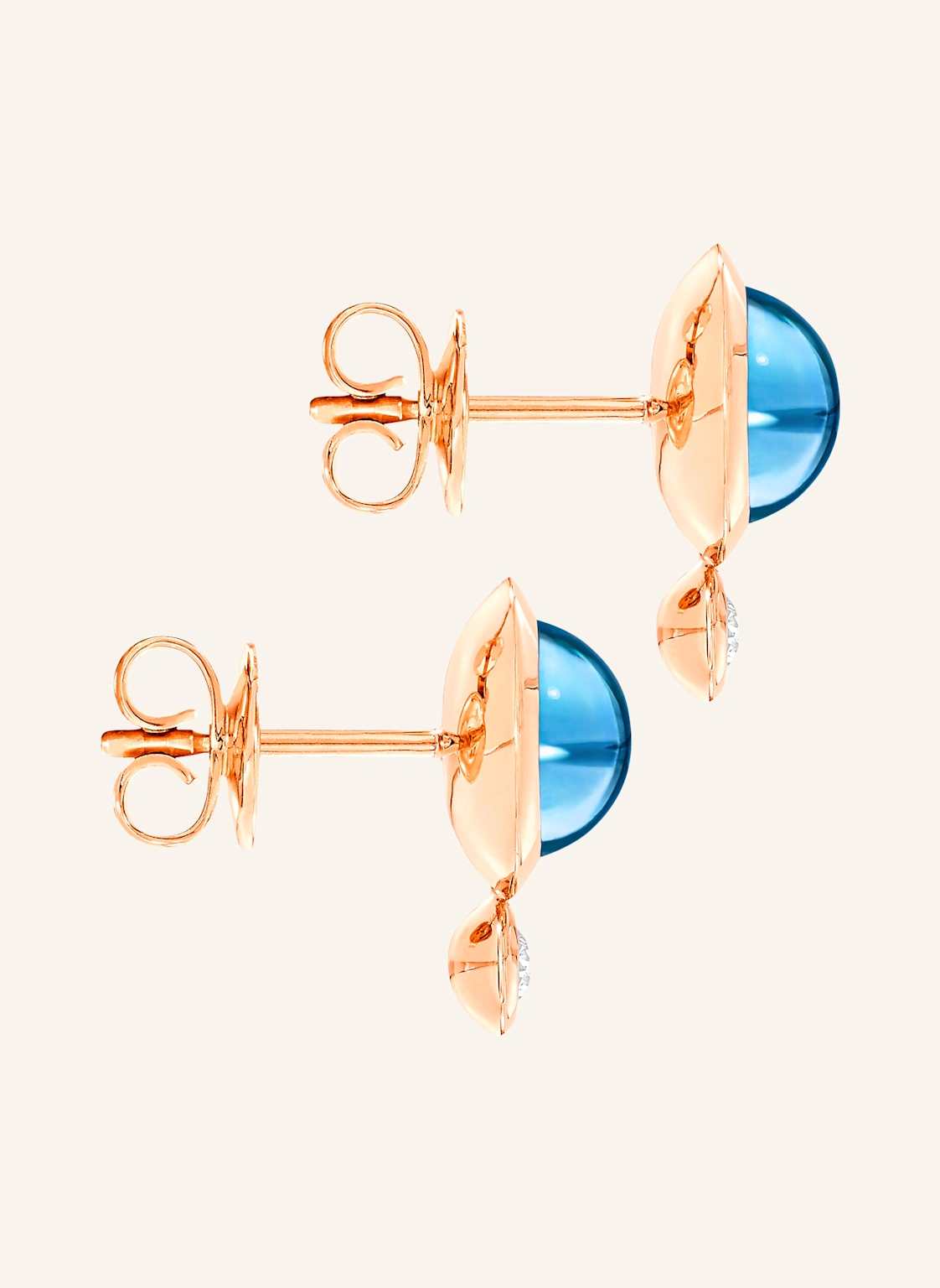 TAMARA COMOLLI Ohrstecker OHRSTECKER BOUTON SWISS TOPAZ / CLASSIC aus 18 Karat Roségold Swiss Topas