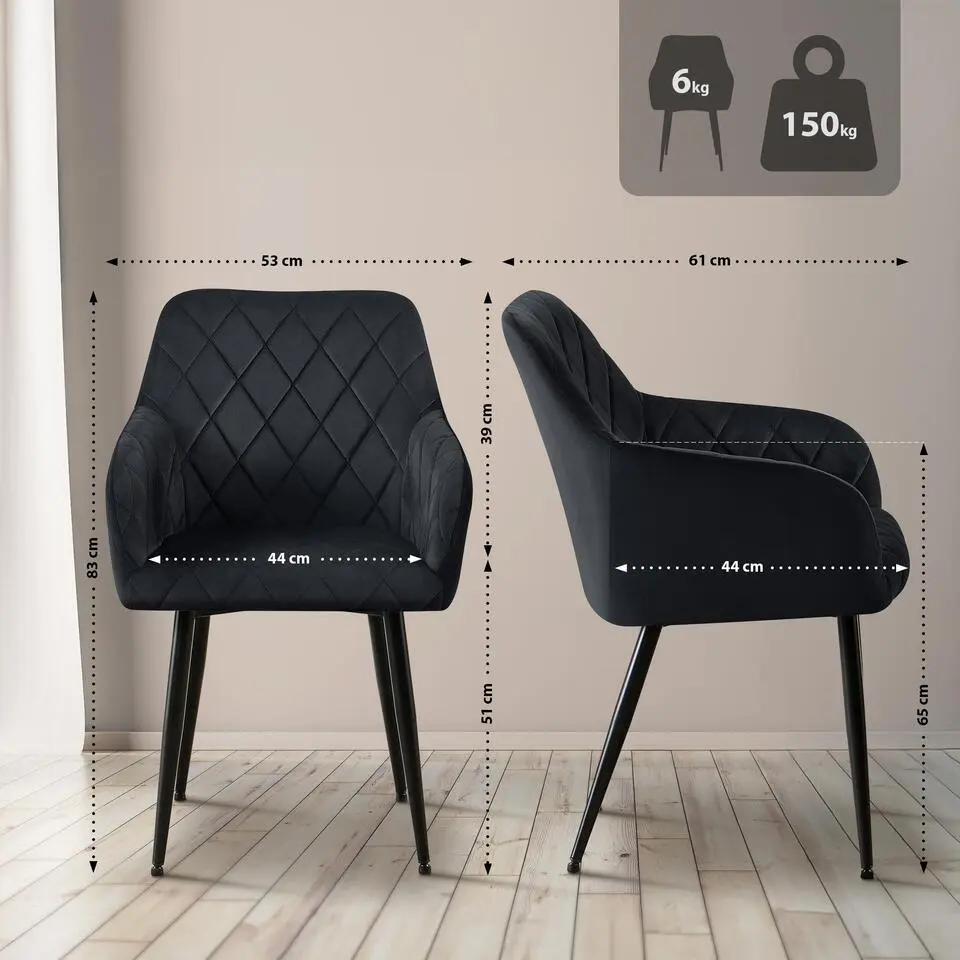 CLP Eetkamerstoel Monett Fluweel - zwart