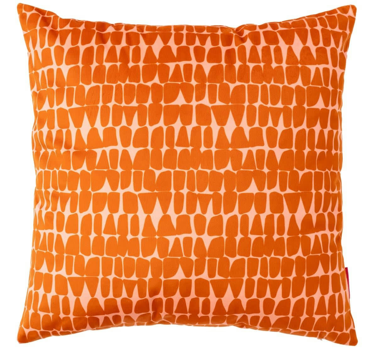 - Housse de coussin velours imprimé graphique canelle 45x45 cm