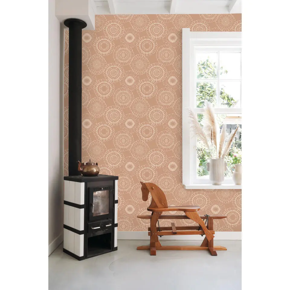 ESTAhome behang bloemen terracotta - 50 x 900 cm