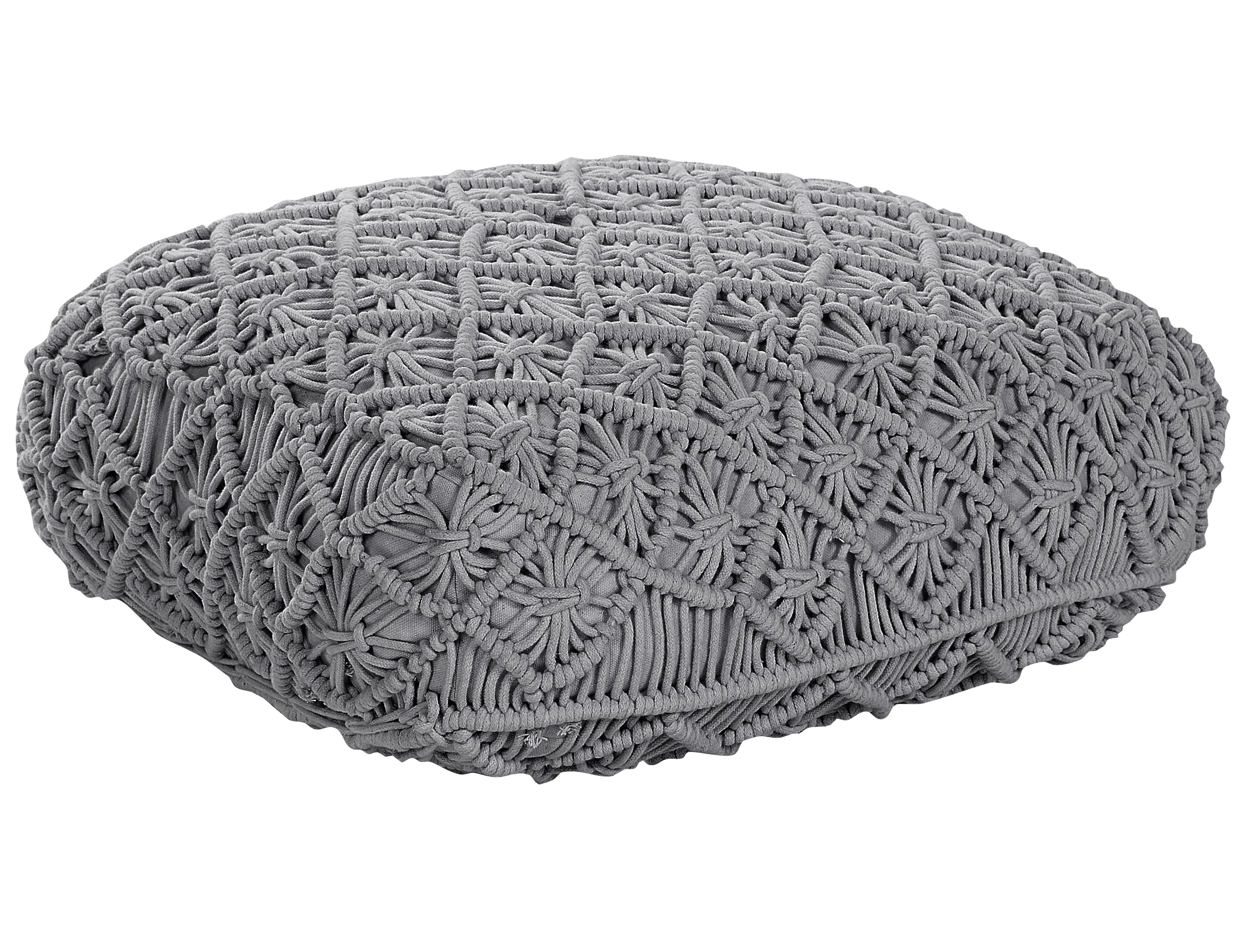 Pouffe Macram�� BERRECHID Cotton Grey