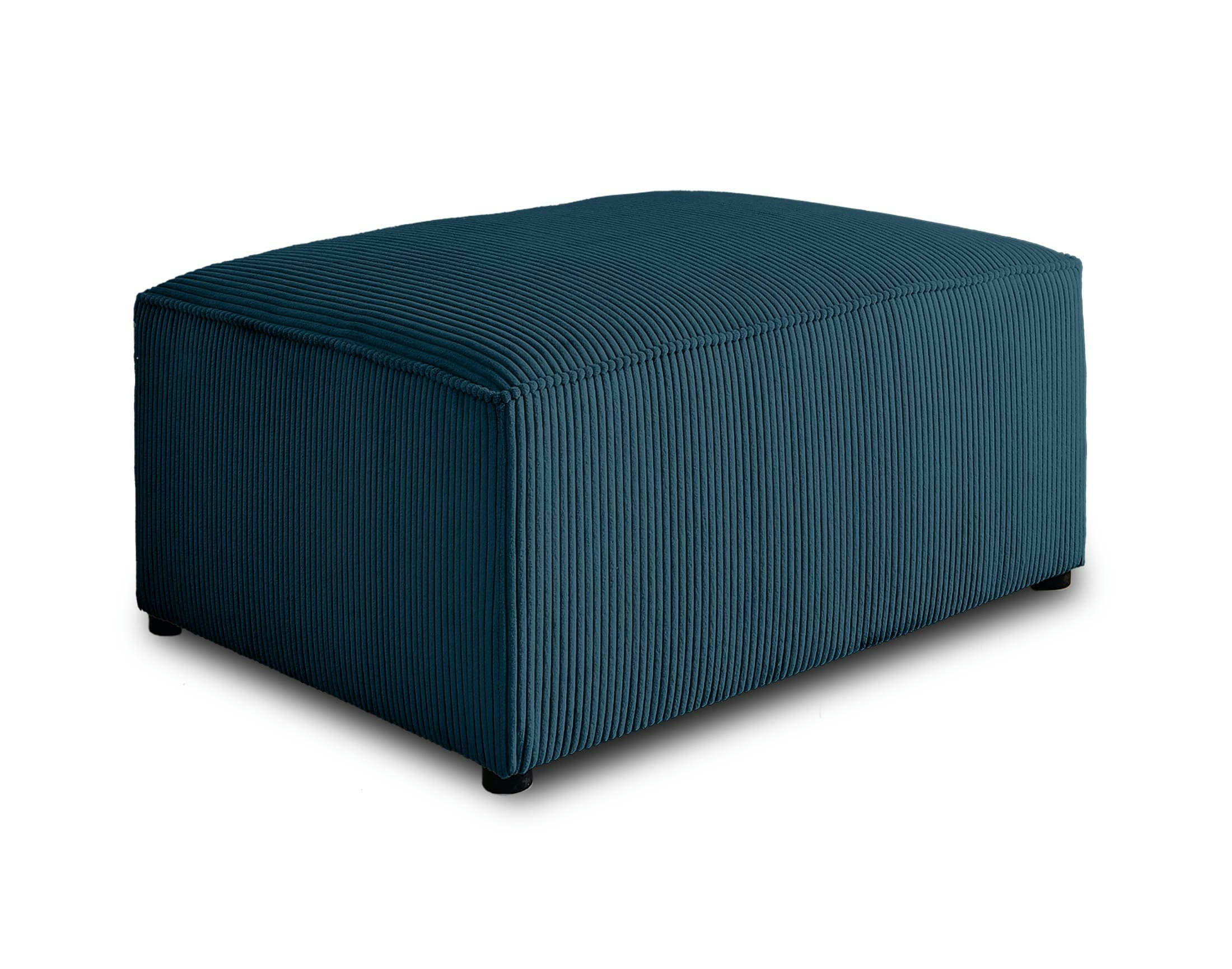 TOPAZE - Pouf en velours côtelé bleu ardoise