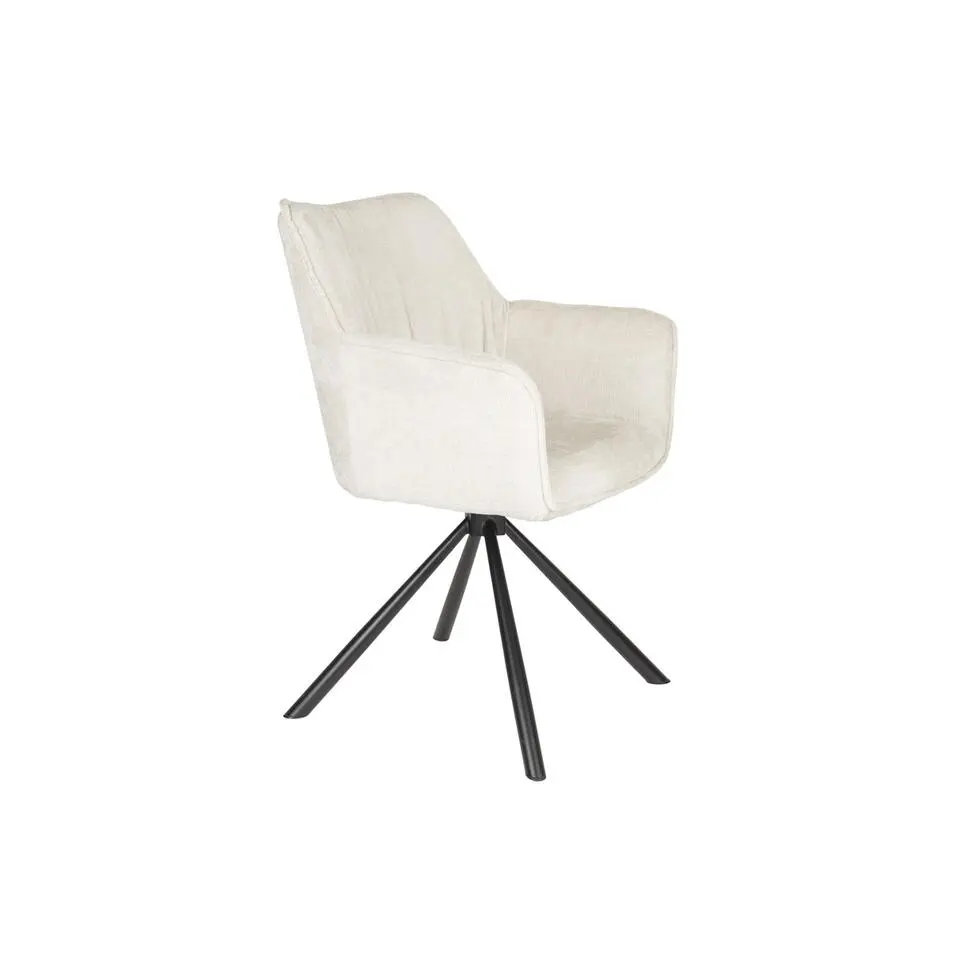 Eetkamerstoel Off White Stof - Zithoogte 52cm - 62x66x85cm - Kodak - Set van 2