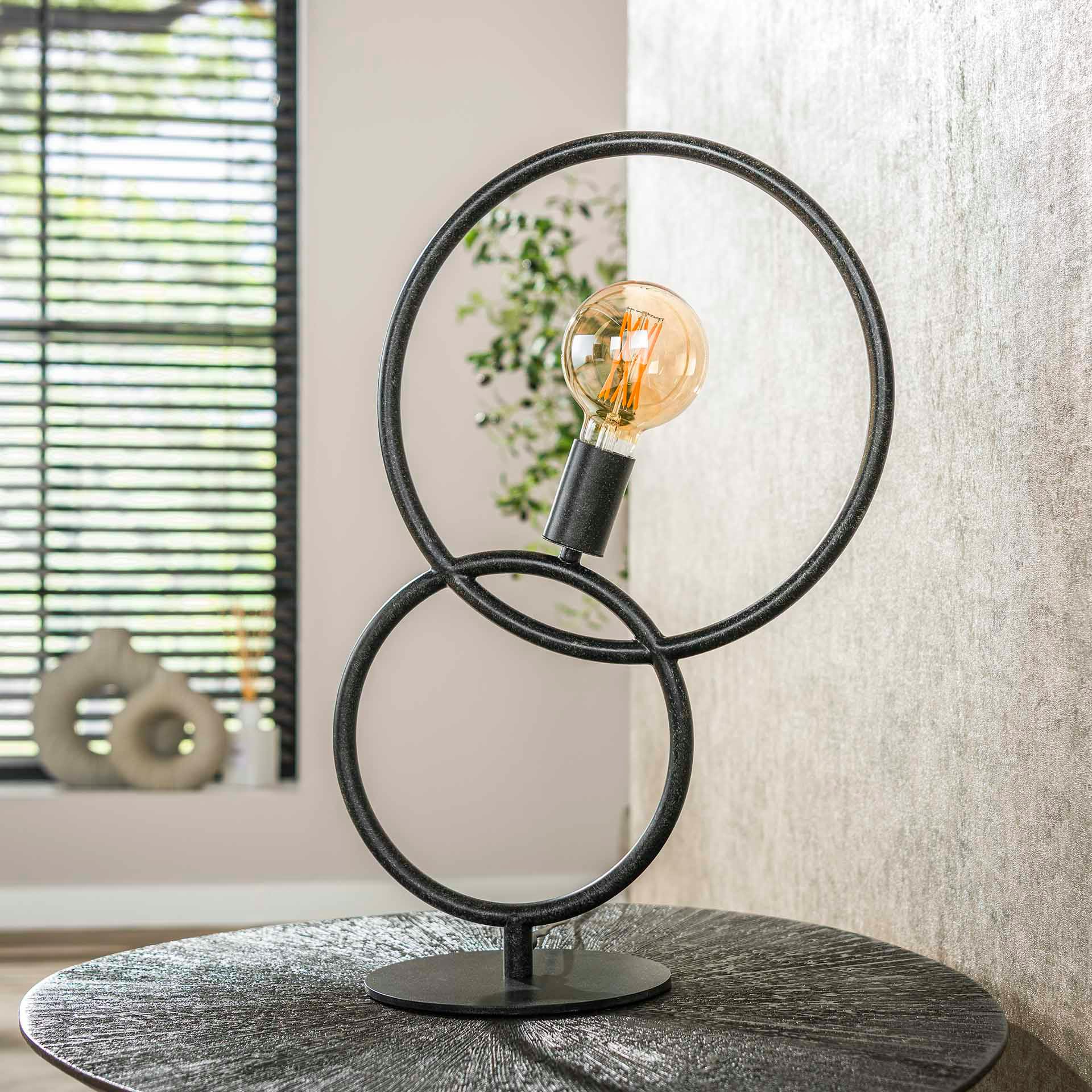 Lampe design noire – 2 anneaux TRIBECA