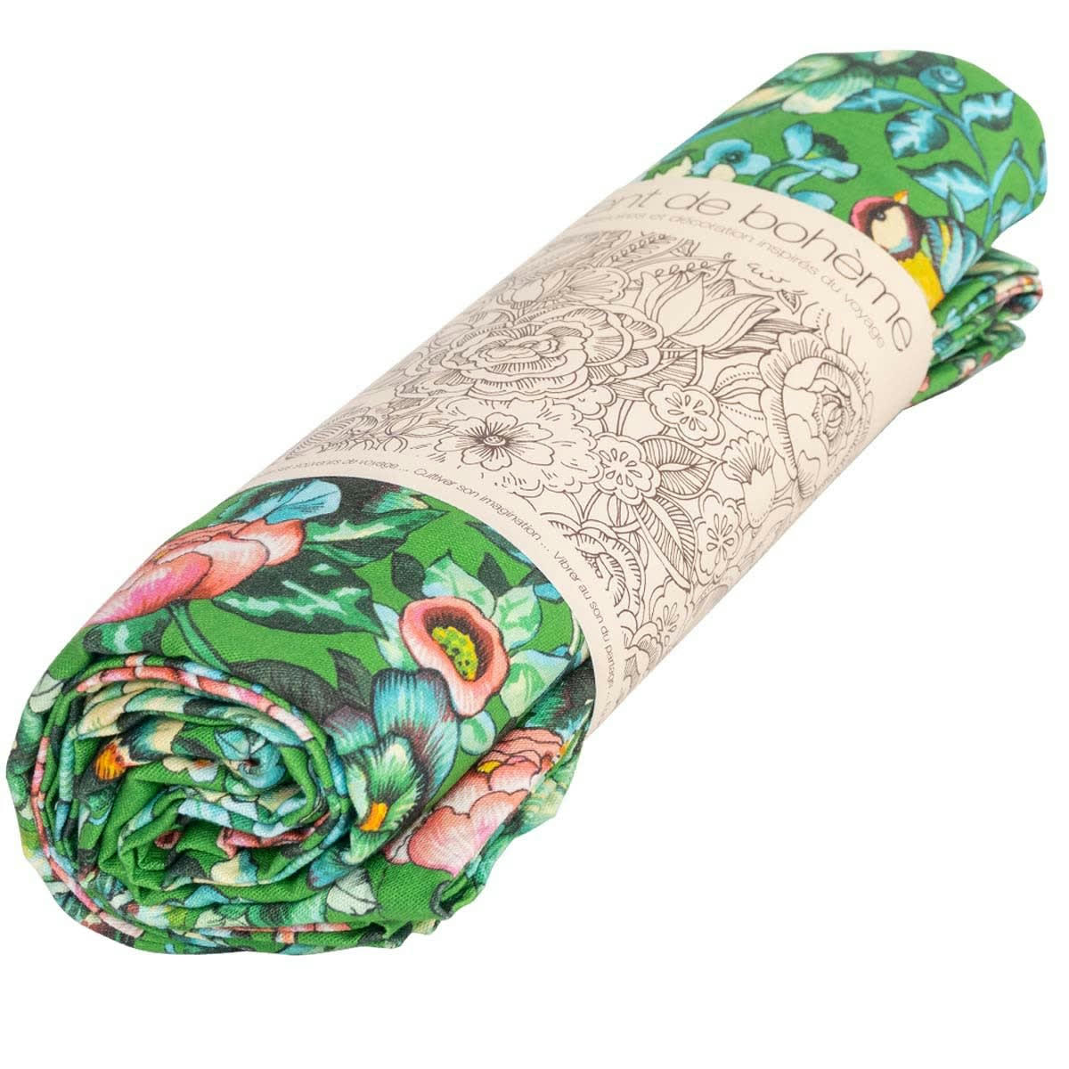 NILA - Nappe en coton NILA vert 140x235