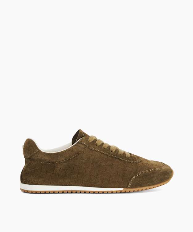 Elora Khaki - Suede Embossed Trainers