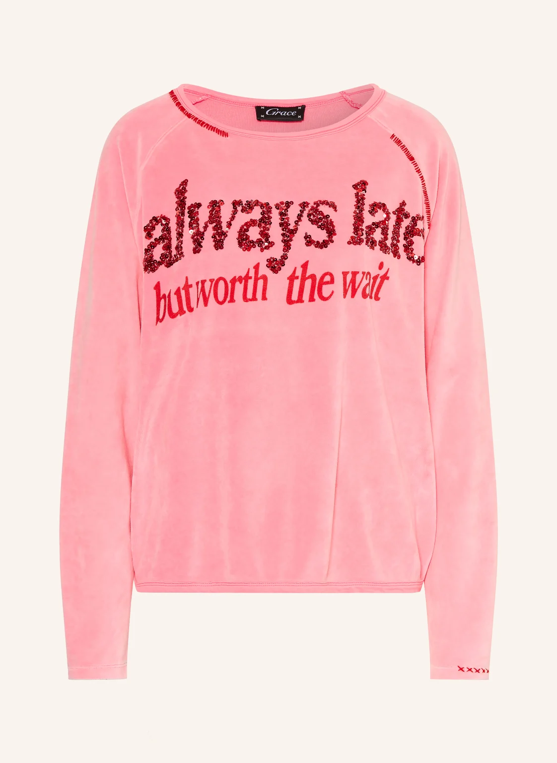 Grace Nickishirt ALWAYS LATE mit Pailletten