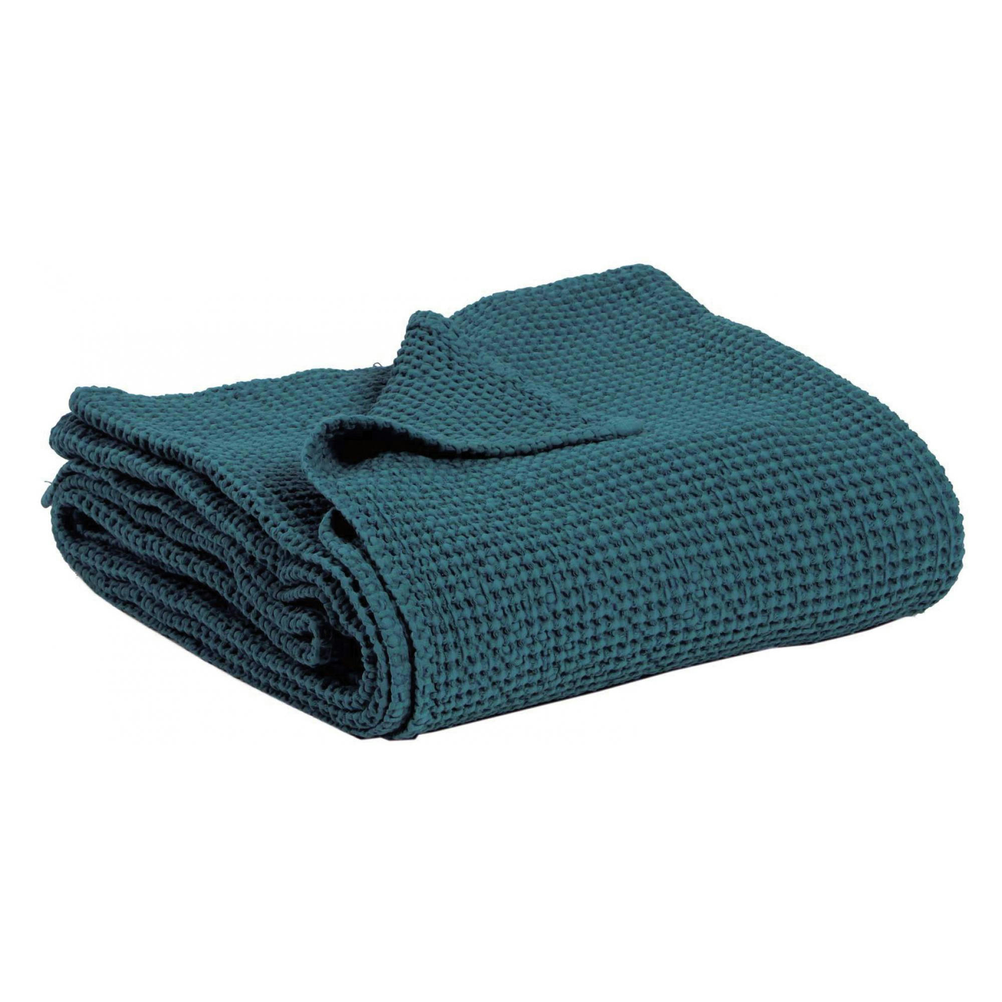 MAIA - Plaid  en coton topaze 140 x 200