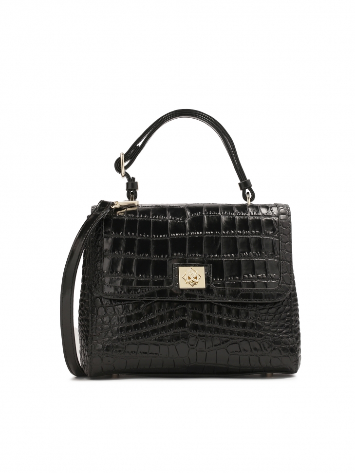 Black embossed leather bag