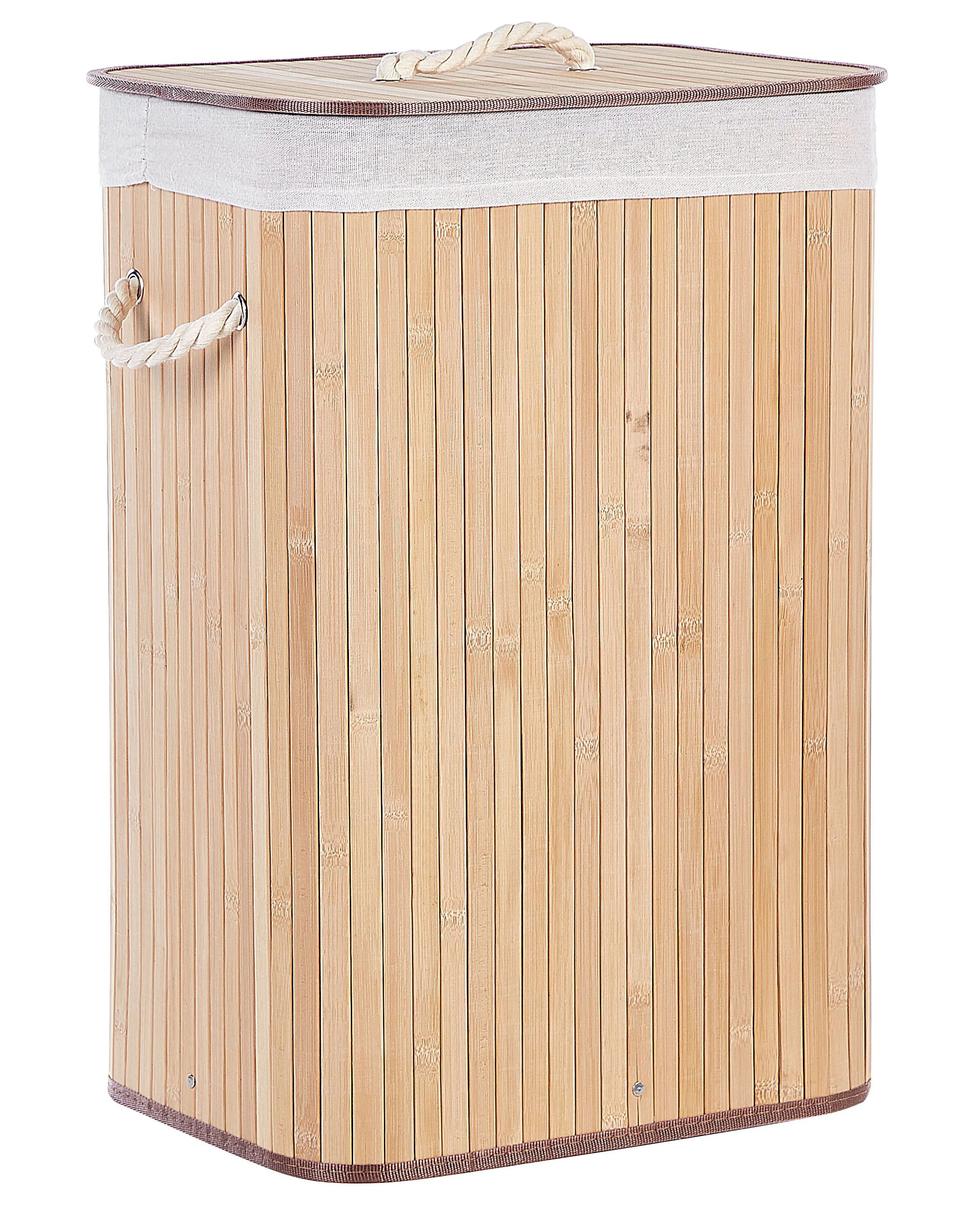 Laundry Basket KOMARI Bamboo Light Brown 72 L