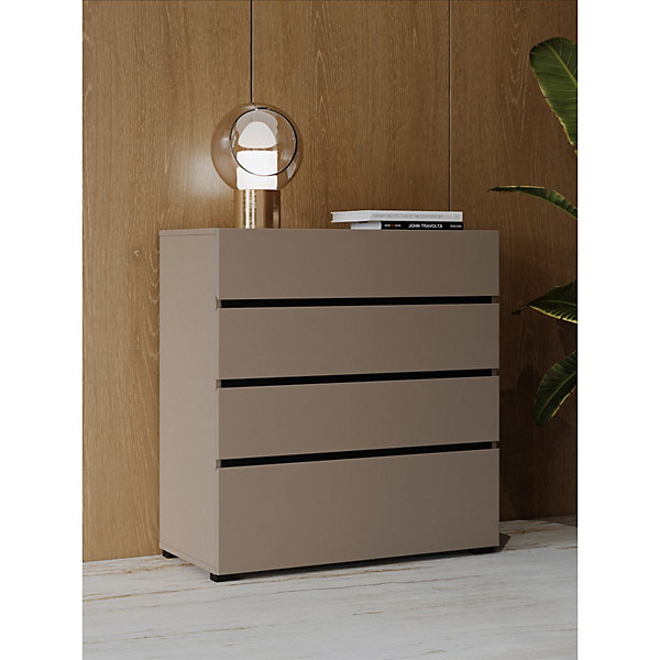 Commode HAVANA beige et noir4 tiroirsElégance moderne et rangement compact