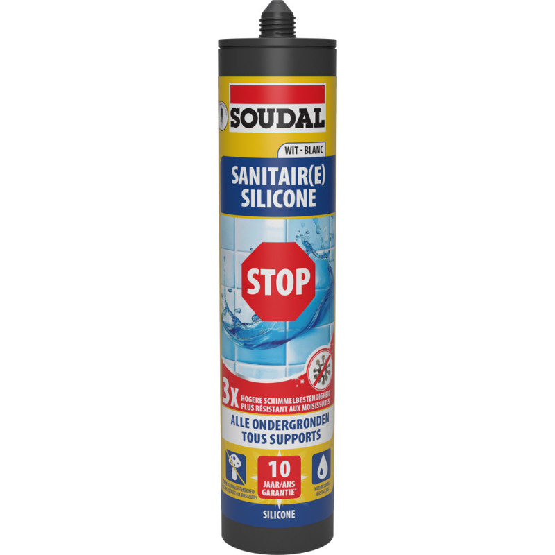 Silicone sanitaire Stop blanc 0,29 L SOUDAL
