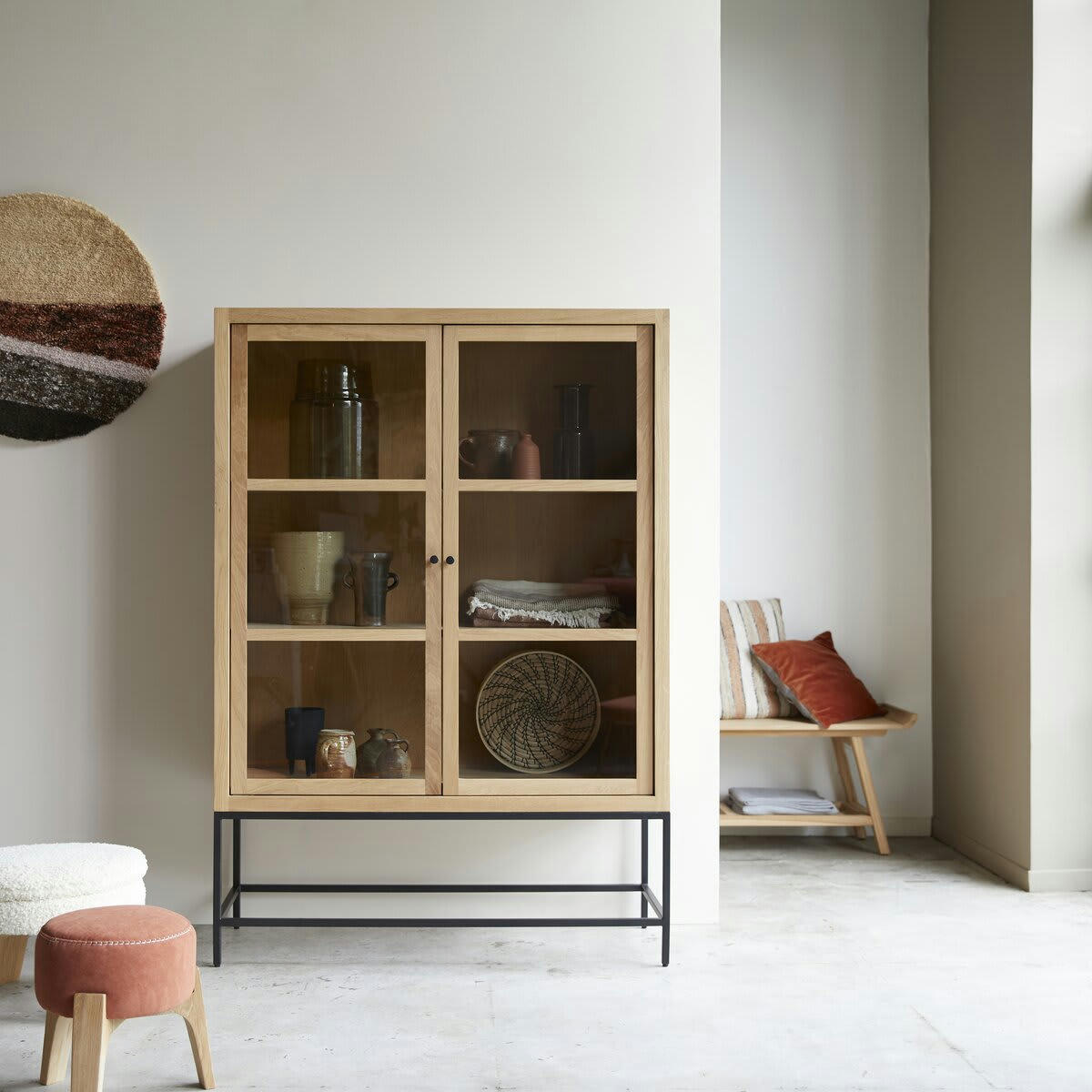 BABETH - Vitrine haute en chêne massif