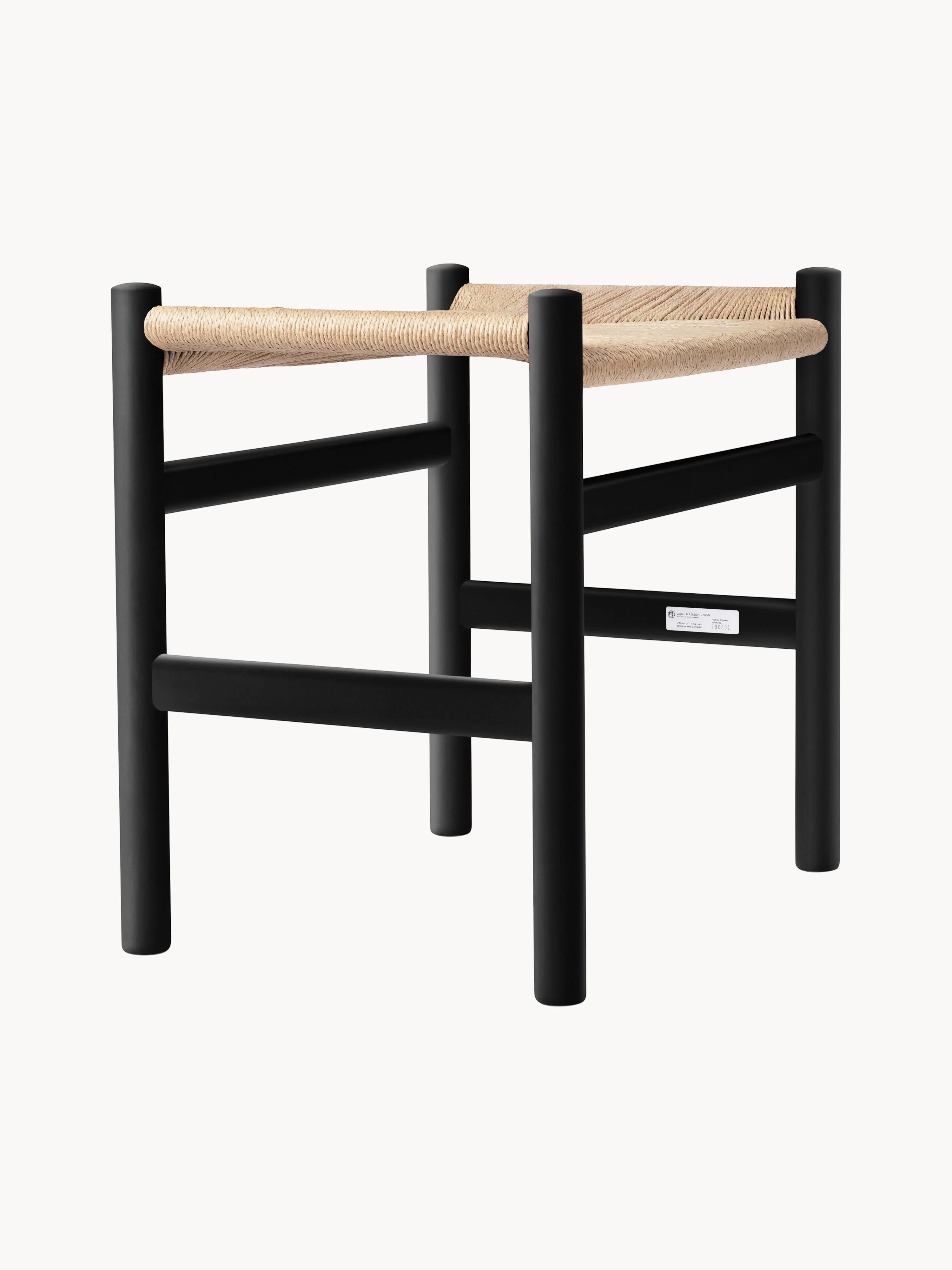 Hocker CH53 mit handgeflochtener Sitzfläche