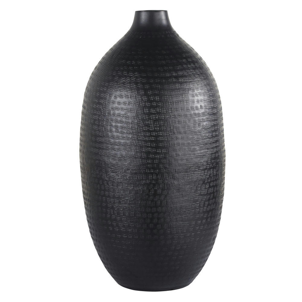- Vase en aluminium noir mat H49