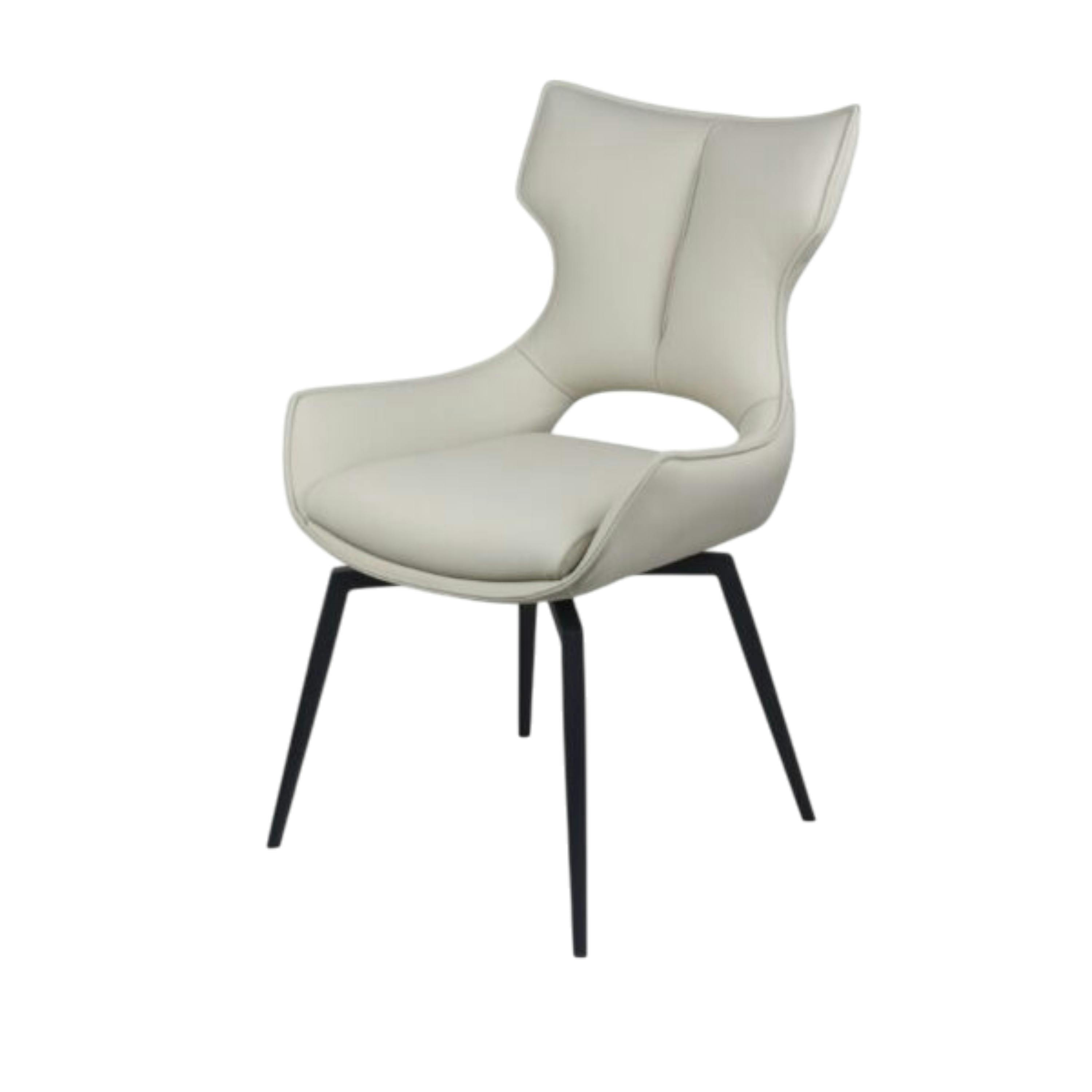 Chaise pivotante cuir ivoire dossier ouvert (lot de 2) LOMBARDIE