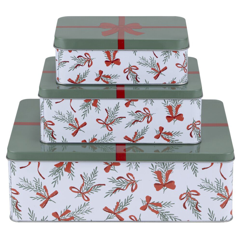 BoÎte de conservation rectangulaire X3 métal motif No&euml;l