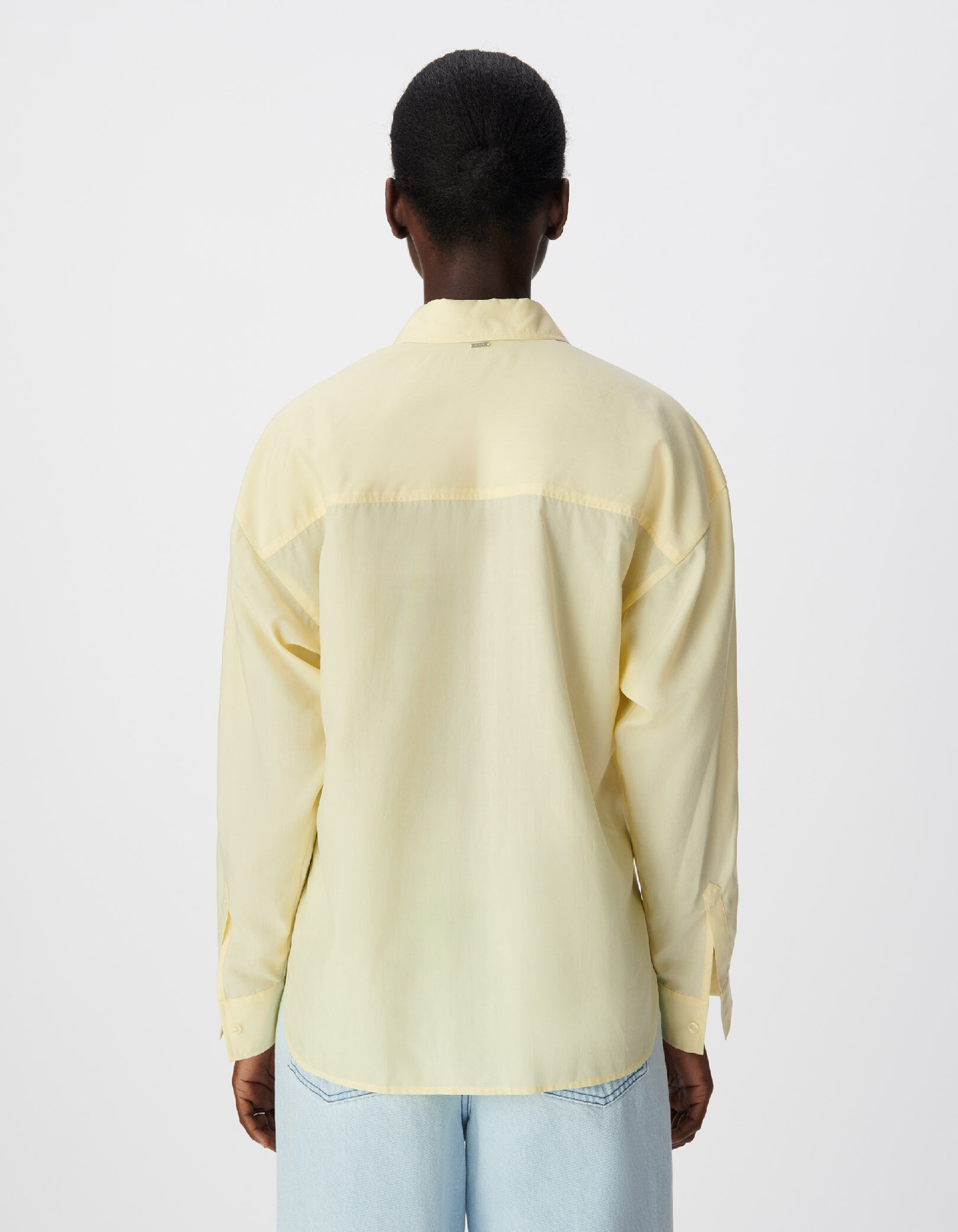 Chemise manches longues loose jaune Lyocell® Femme