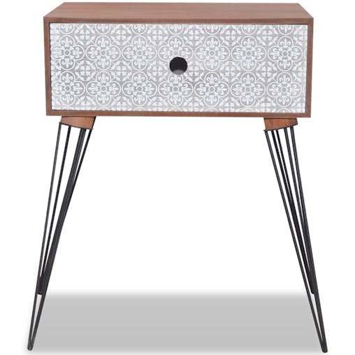 NNEVL Nightstand with 1 Drawer Rectangular Brown