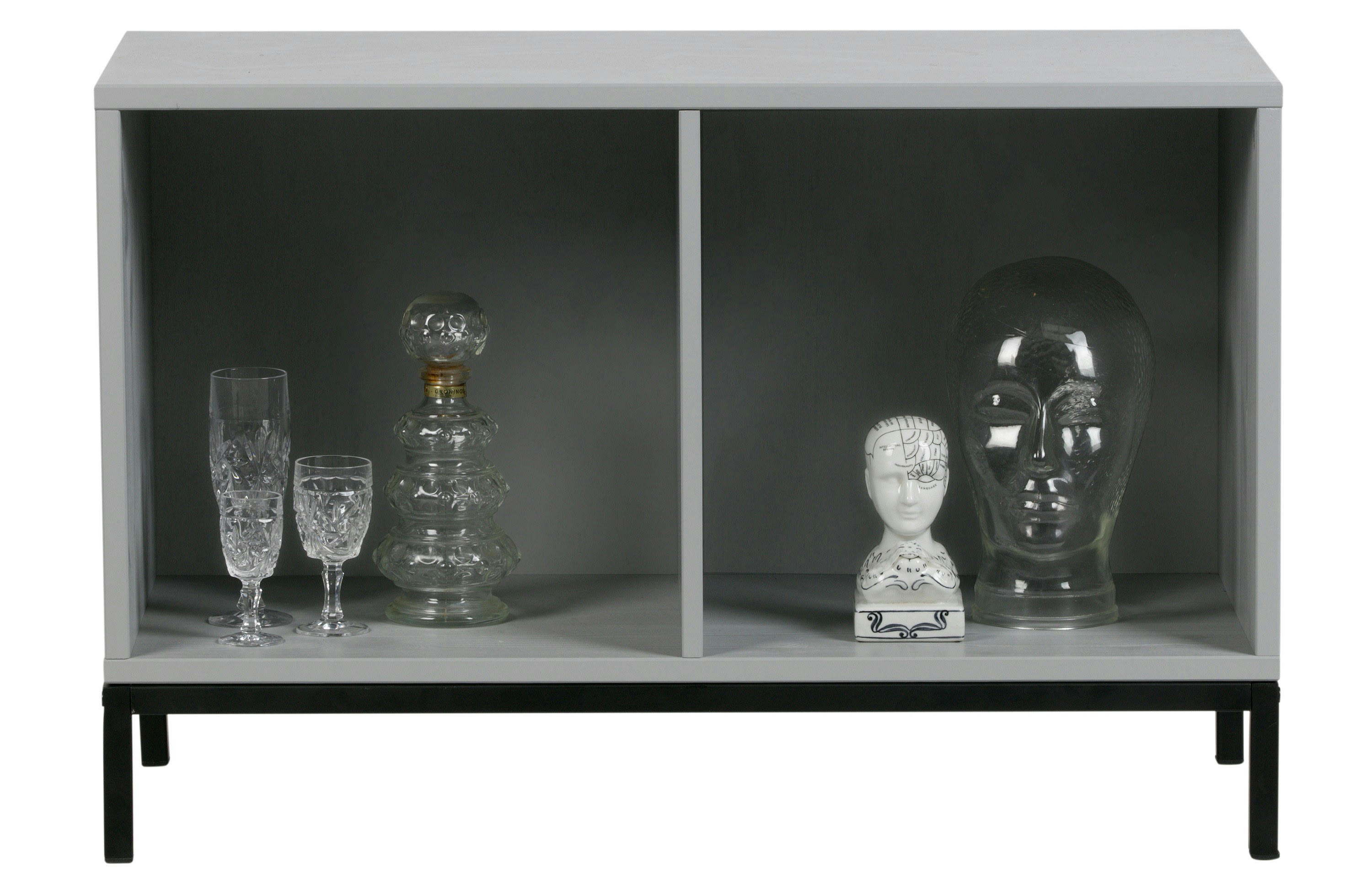 INCL - Grand cabinet 2 espaces de rangement  en bois gris