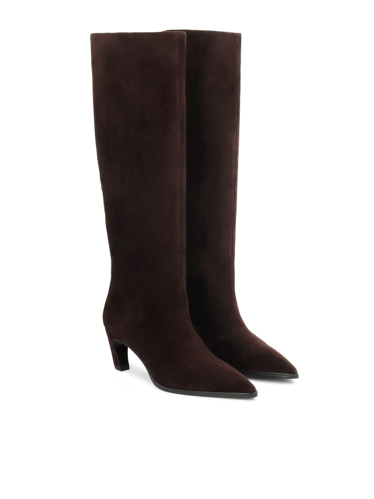 Brown suede slip-on boots