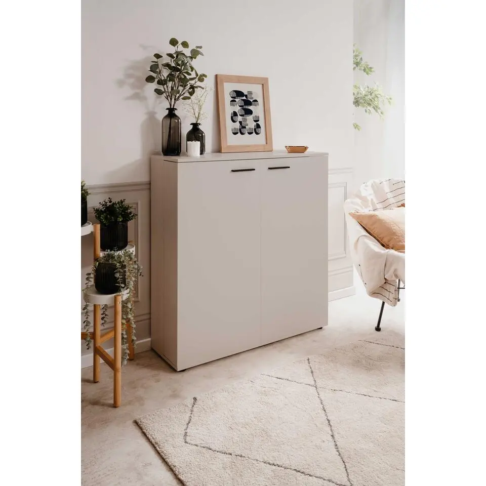 Schoenenkast Satine - 100x34x110cm - 2 deuren - beige