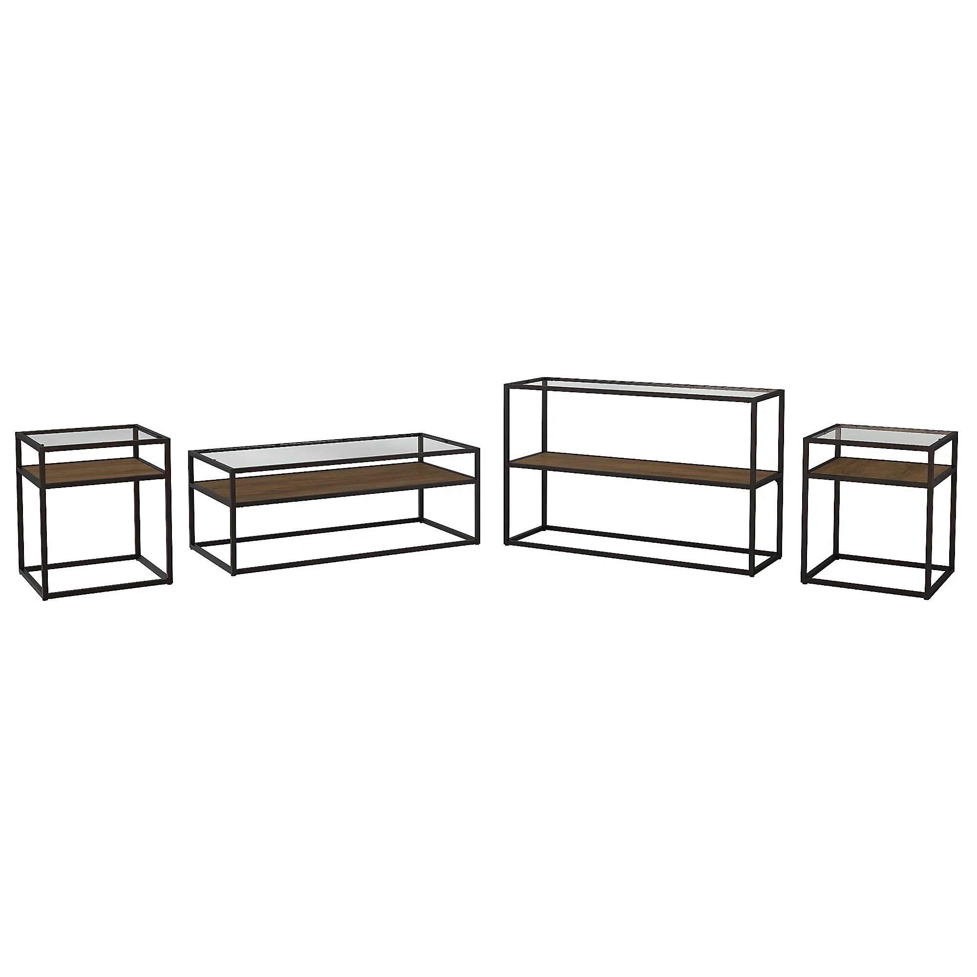 Bush Anthropology Coffee 4 Piece Office Suite in Rustic Brown Embossed