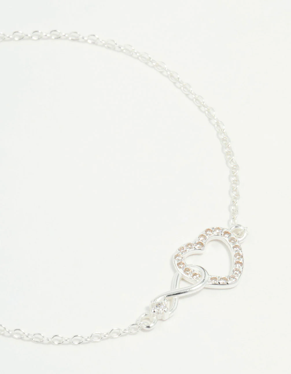 Sterling Silver Infinity & Cubic Zirconia Heart Link Bracelet