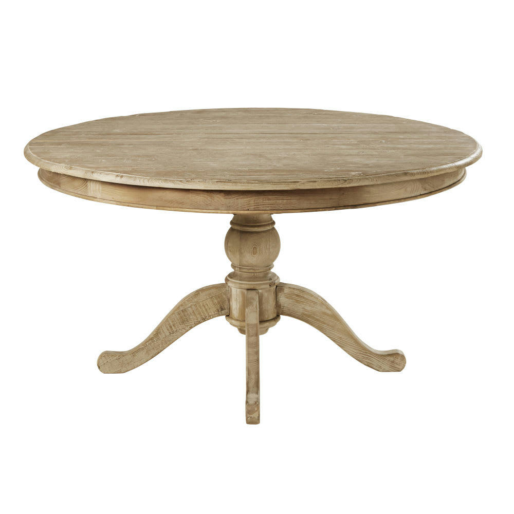 Neuilly - Table à manger extensible en sapin recyclé grisé 6/8 personnes L140/180