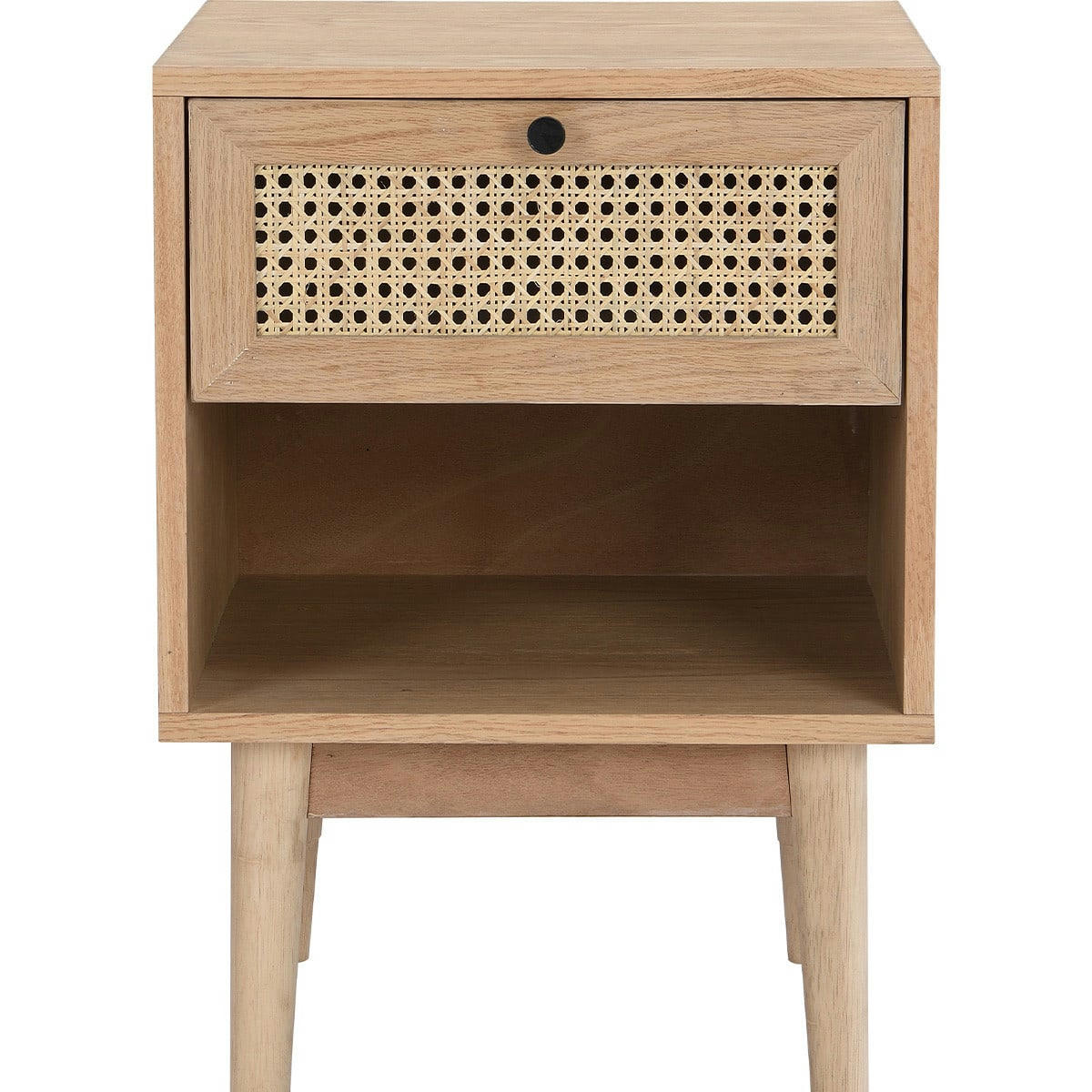 EDEN - Table de chevet 1 tiroir en bois et cannage naturel 40 cm
