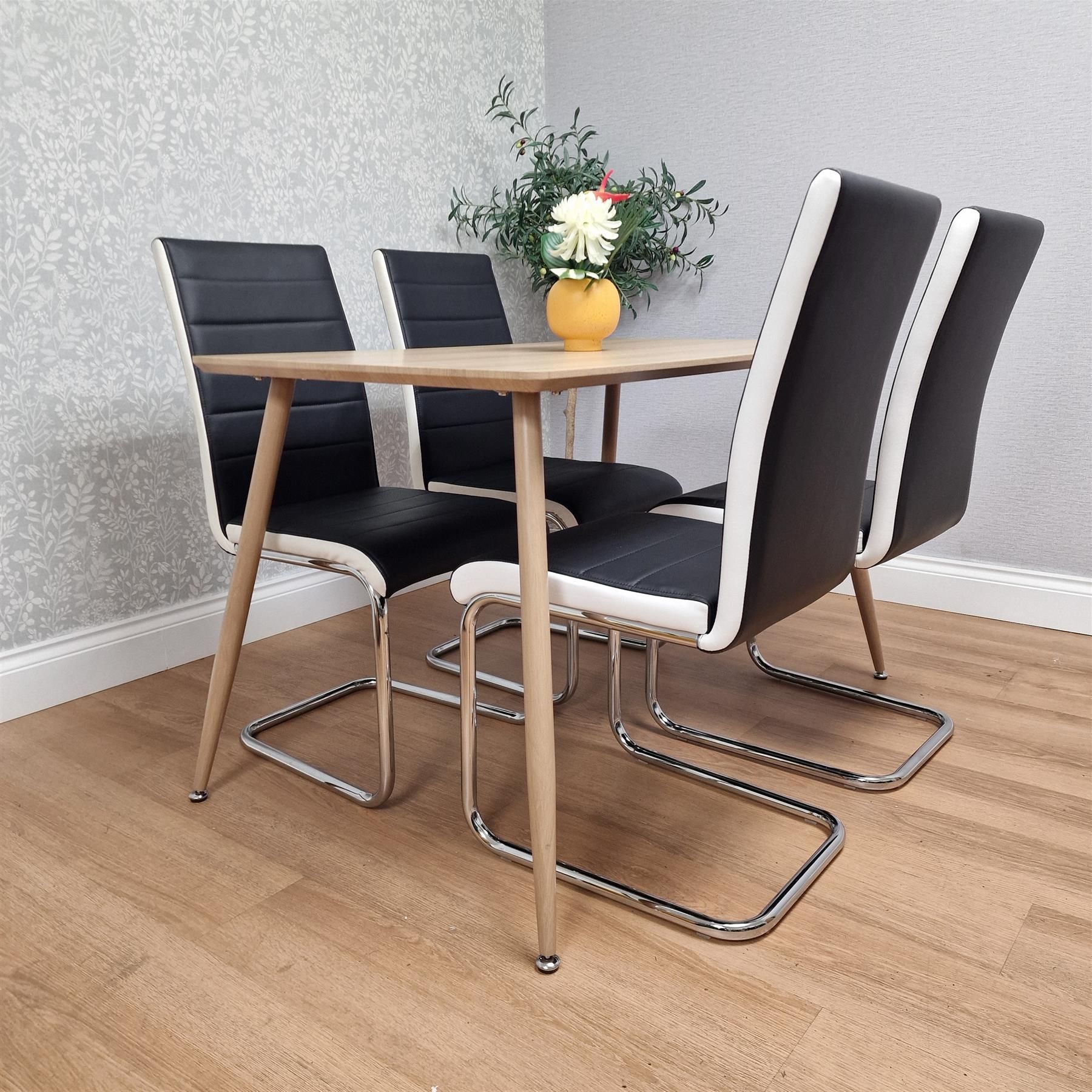 KOSY KOALA Modern Rectangle Dining Table Set With 4 Faux Leather Chairs