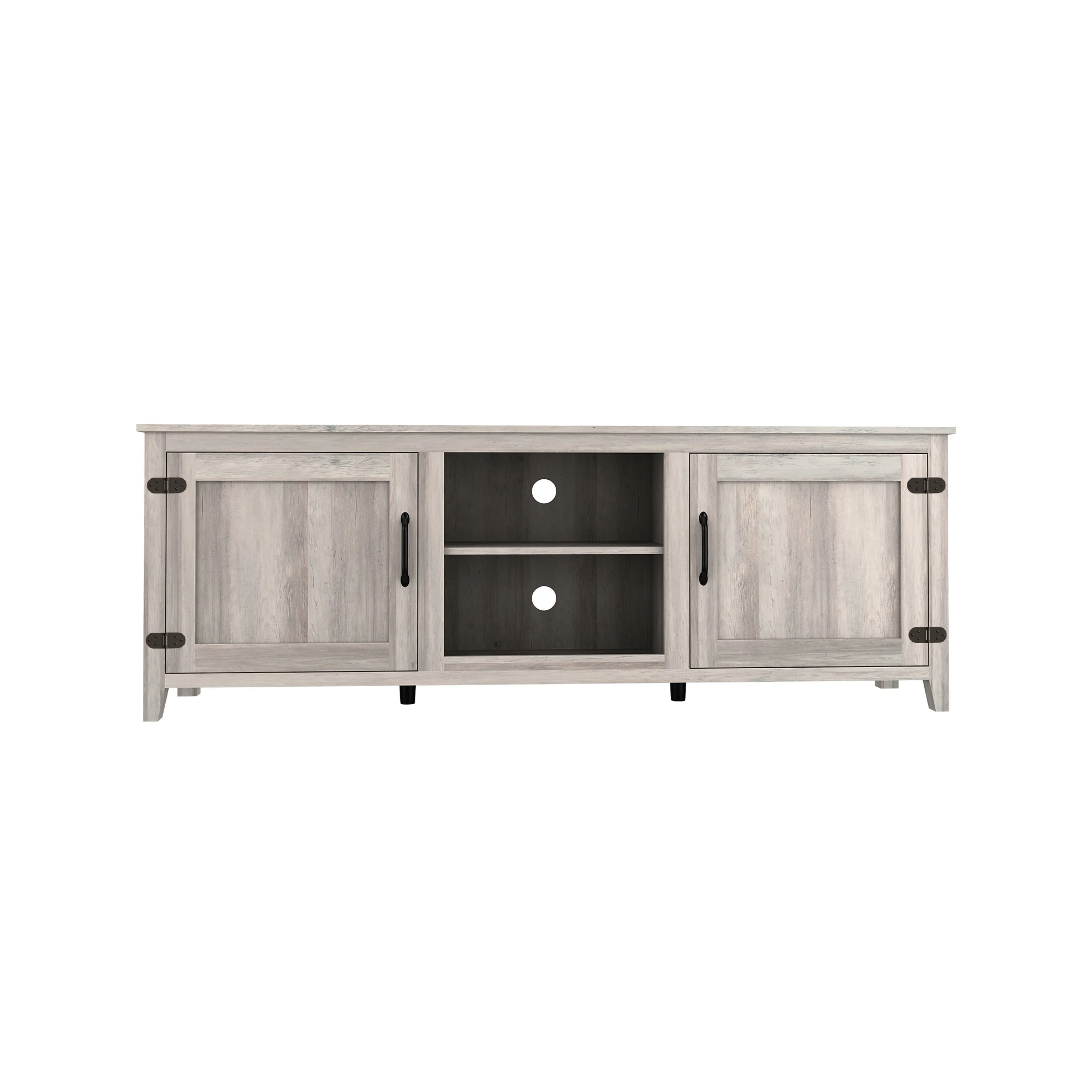 HomeRoots 70 Gray Wood Enclosed and Open Storage TV Stand - 70.08 in. x 24.8 in. x 15.35 in.
