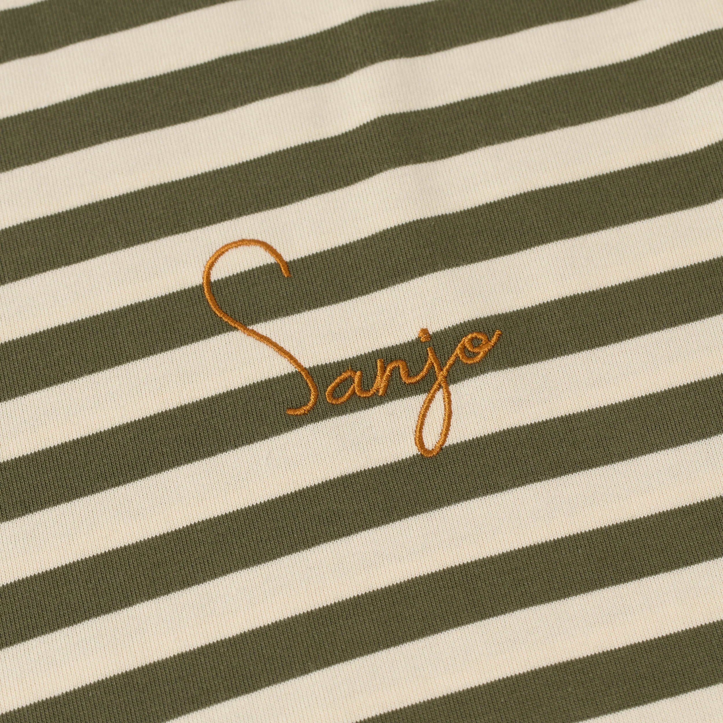 Sanjo Stripes 80 T-shirt // Kaki Ecru