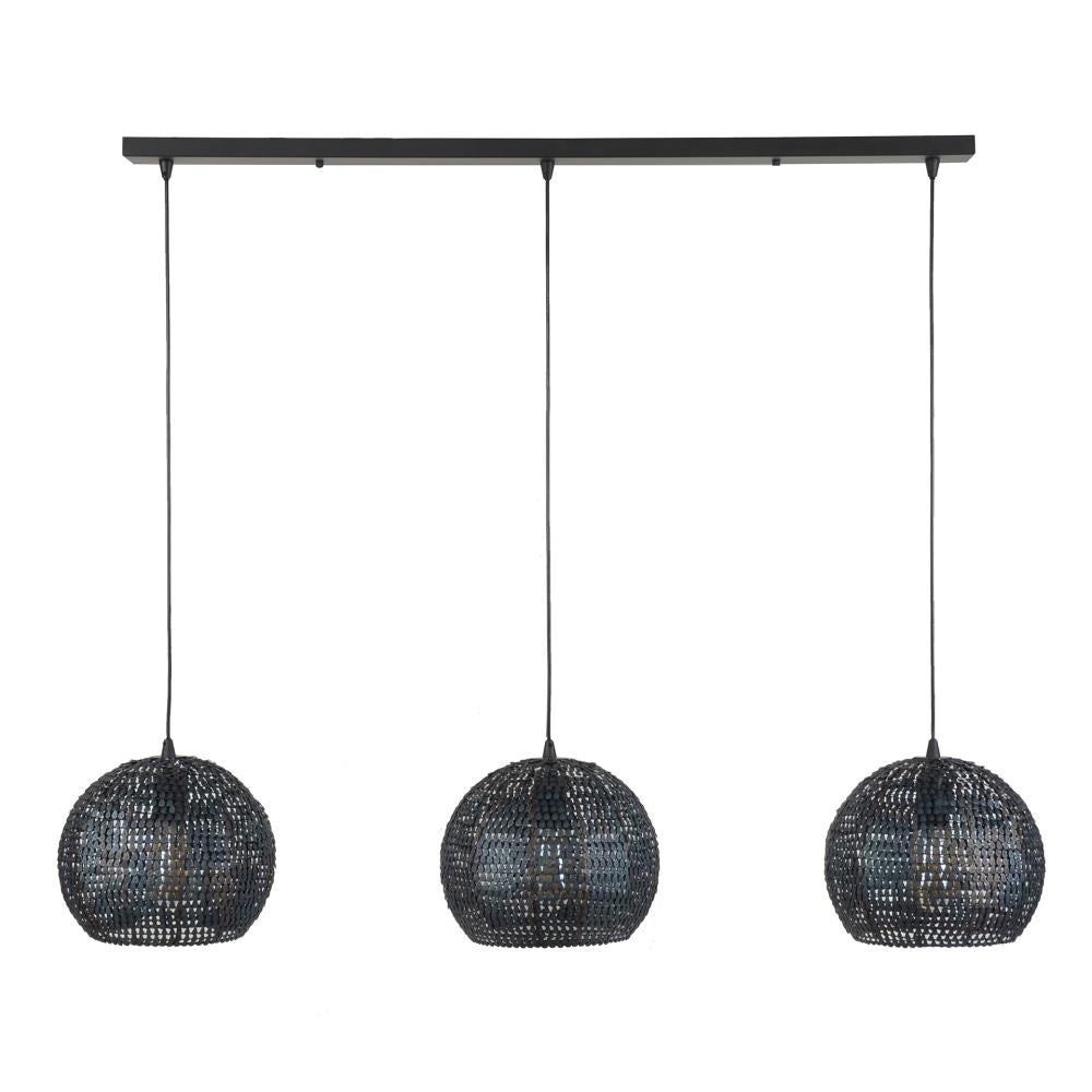 Giga Meubel Hanglamp Armor Half Rond - Zwart - 3-Lichts - 128x30x150cm
