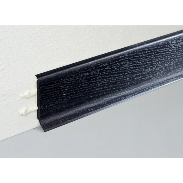 Sockelleiste, Holzoptik schwarz, PVC, LxHxT: 240 x 6 x 1,4 cm
