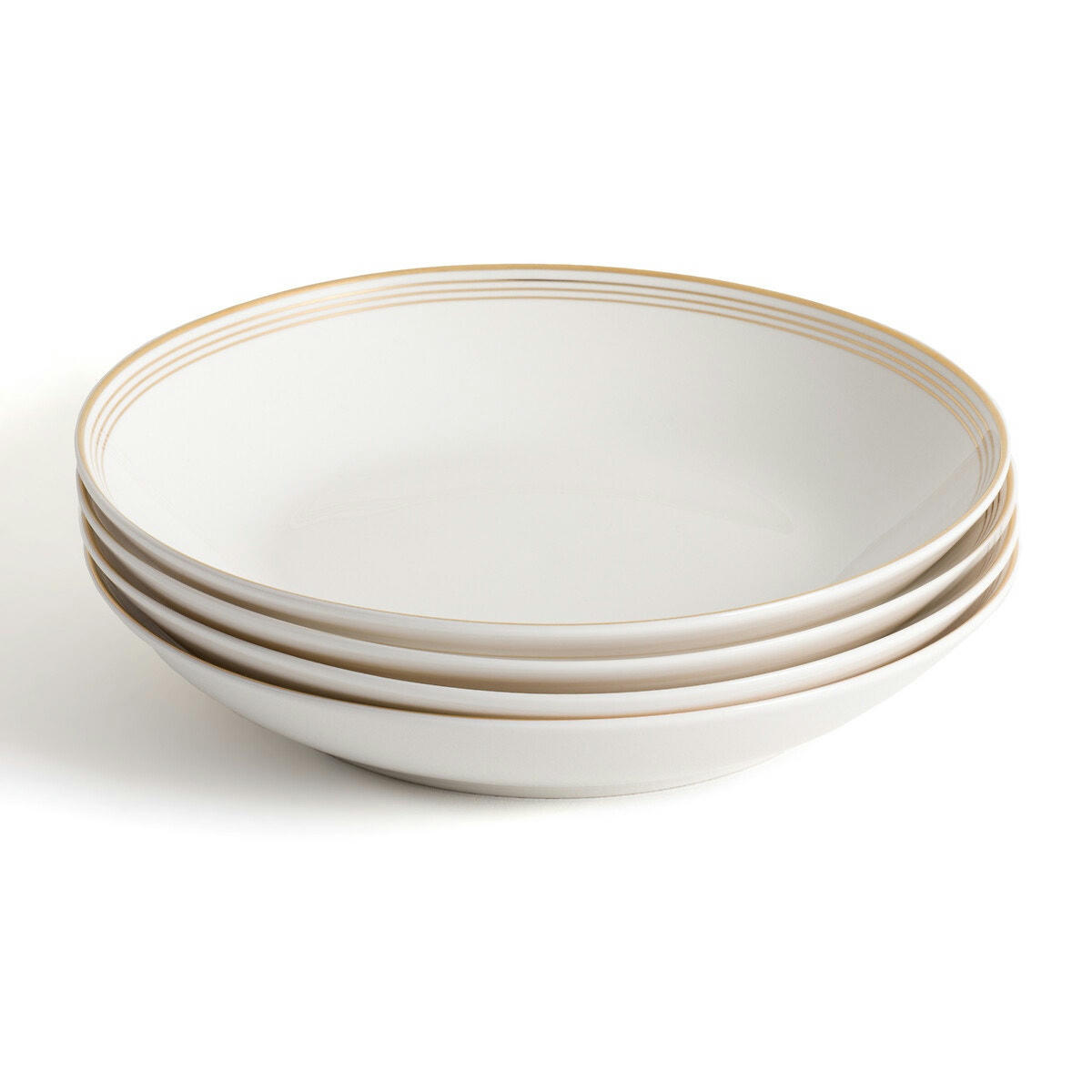 Lot de 4 assiettes creuses porcelaine, Soline