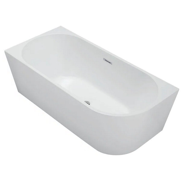 Baignoire d'angle gauche avec vidage - 160 x 75 x 61 cm - Blanc brillant - LUXA