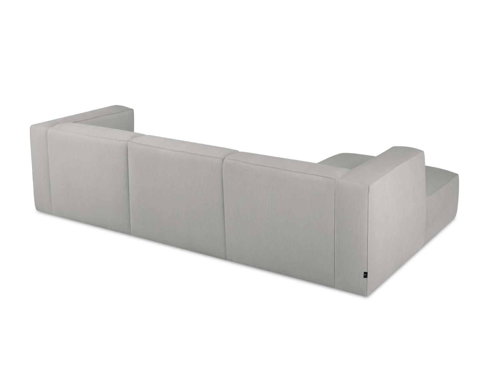 MUSE - Canapé D'Angle Gauche 5 places en Velours Côtelé Gris Clair