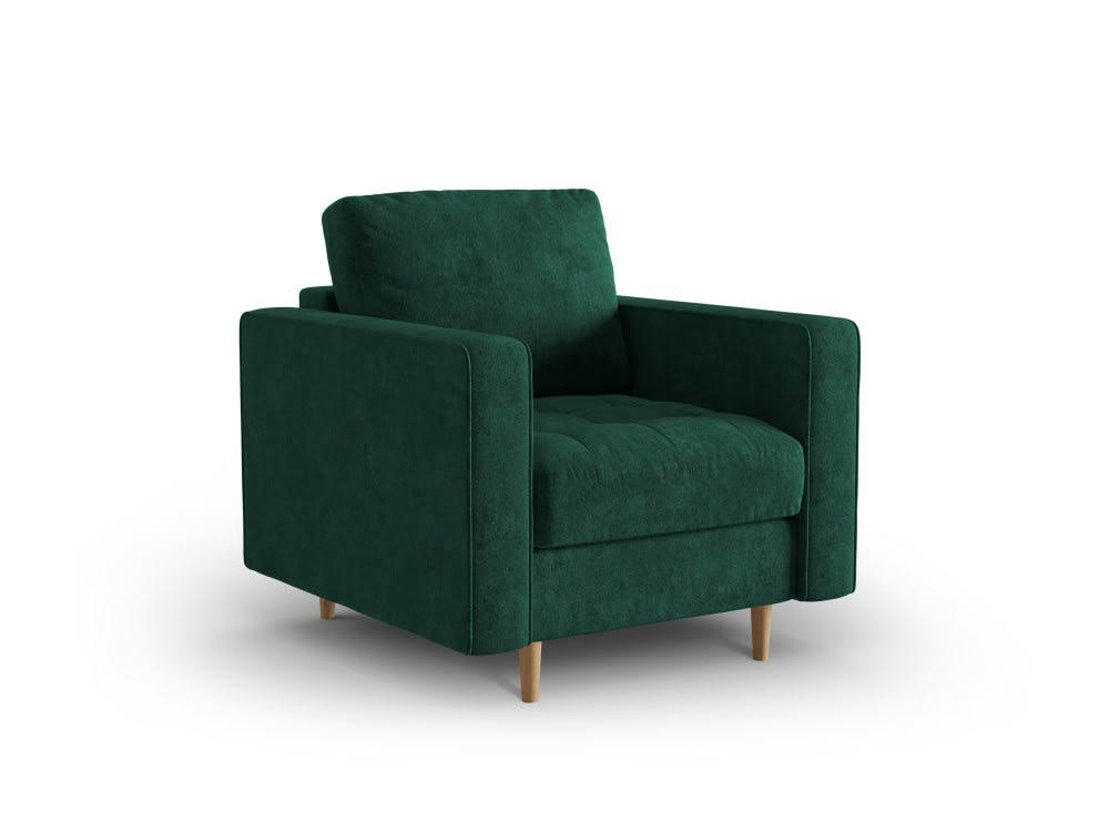 GOBI - Fauteuil en tissu structuré vert bouteille