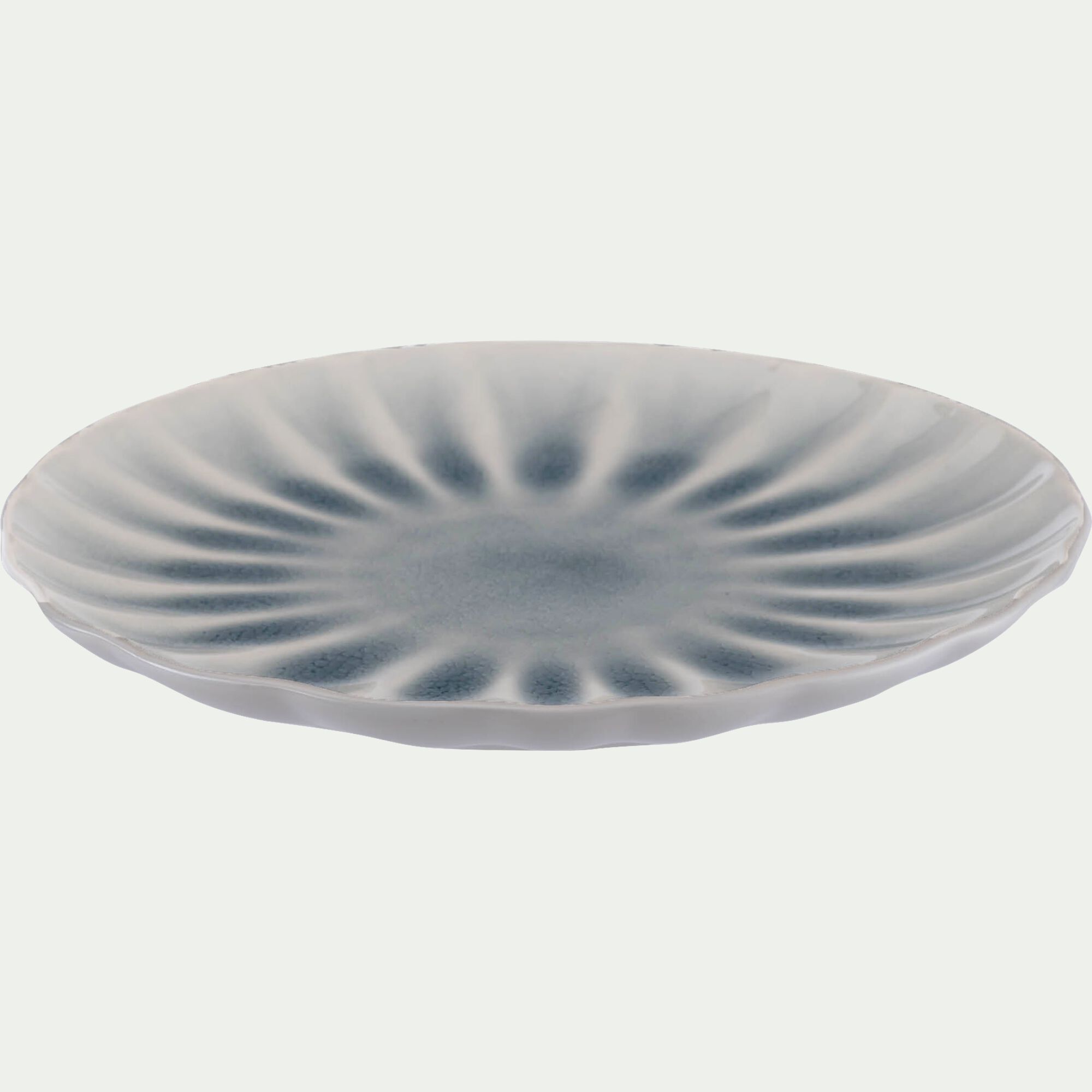 GIULIA - Assiette plate ondulée en grès D26,5cm - bleu