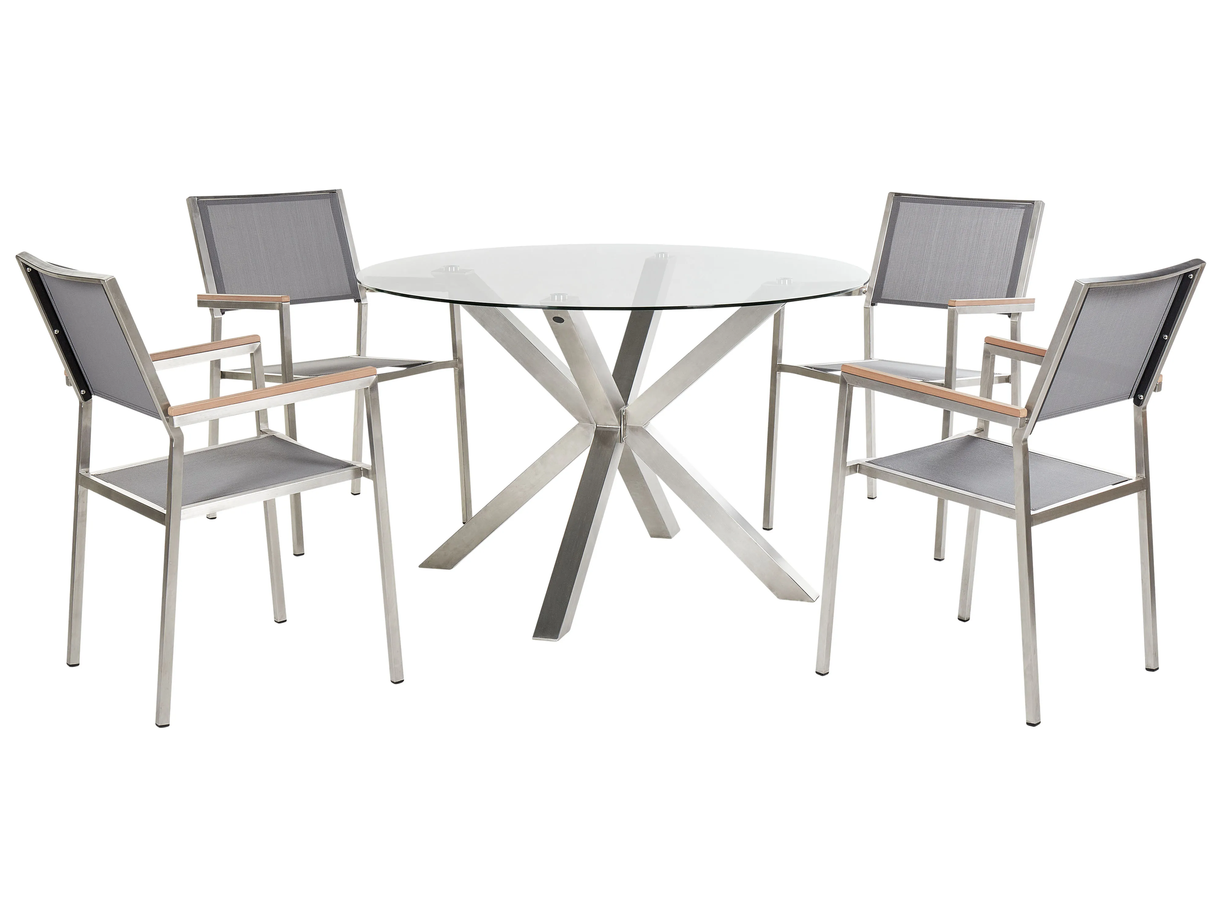 Garden Dining Set 4 Seater MALETTO/GROSSETO Stainless Steel Silver