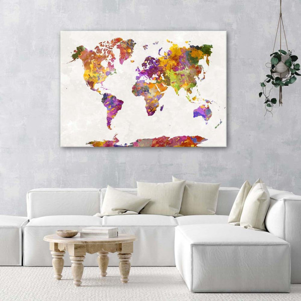 Feeby Obraz Mapa świata z akwarelowych plam 60x40
