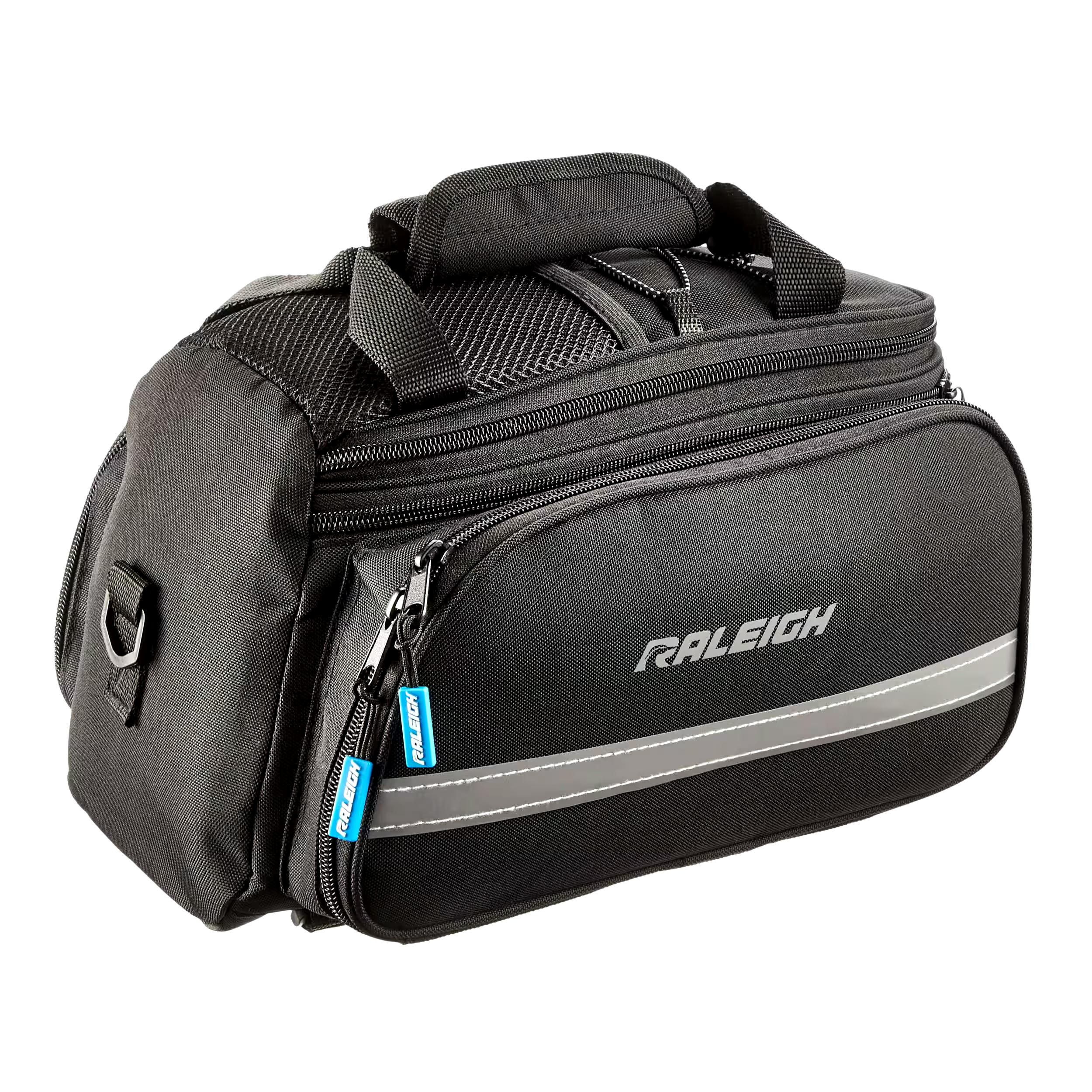 Raleigh Expandable Rack Top Bike Bag w/Removable Carry Strap & Reflective Strip, Black
