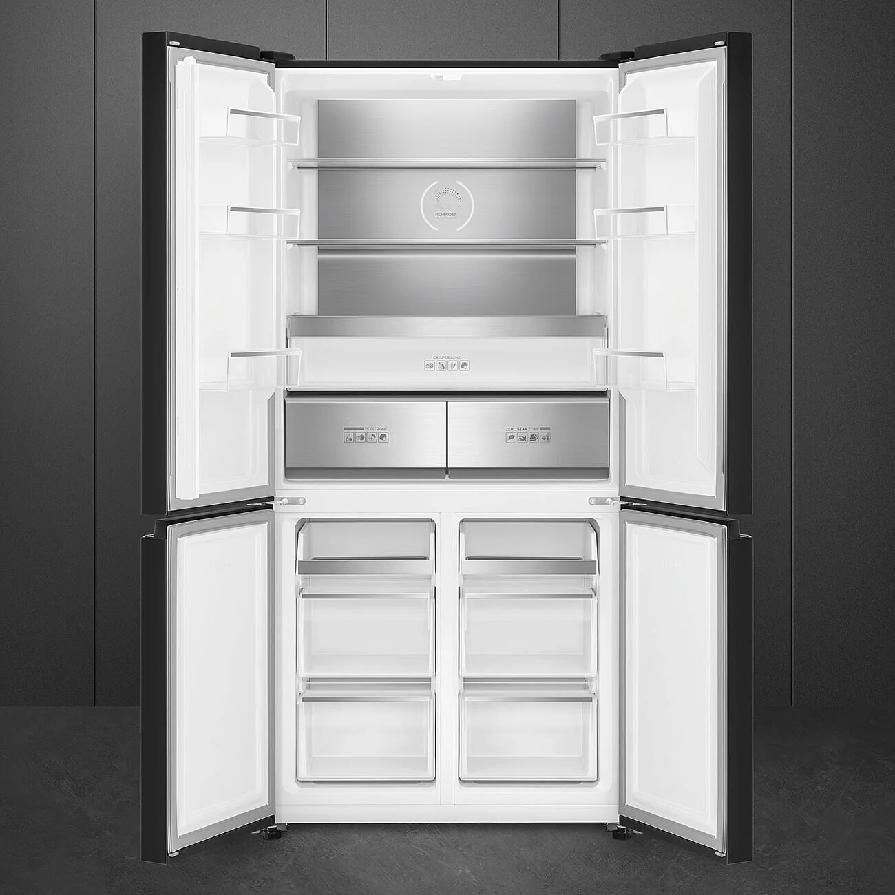 91cm Four Door Fridge Freezer Dark Inox